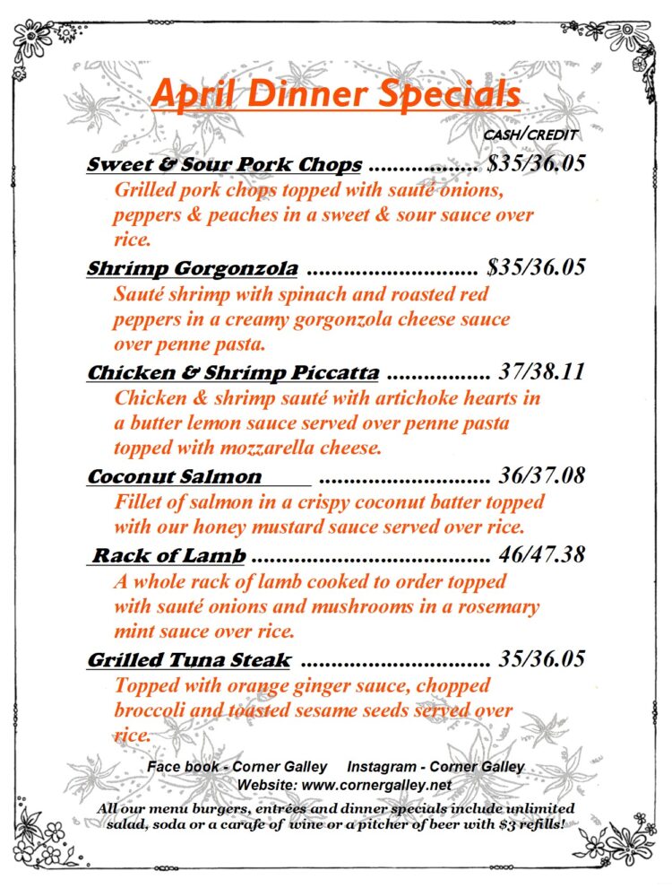April Dinner Specials