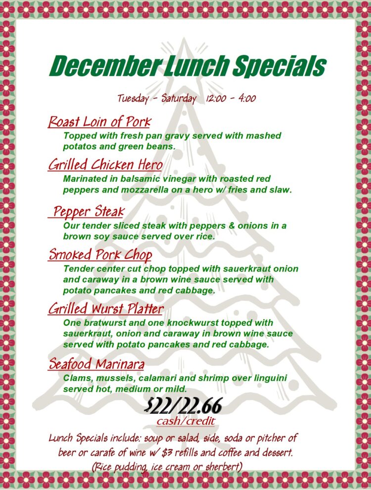 December lunch specials