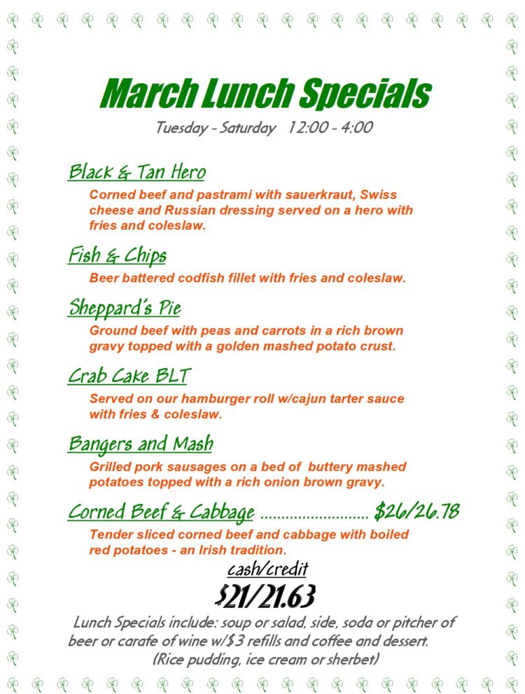 March lunch Specials