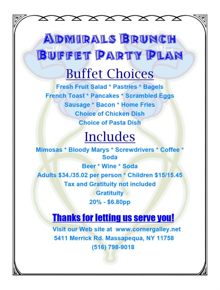 Admirals Brunch Buffet Party Plan
