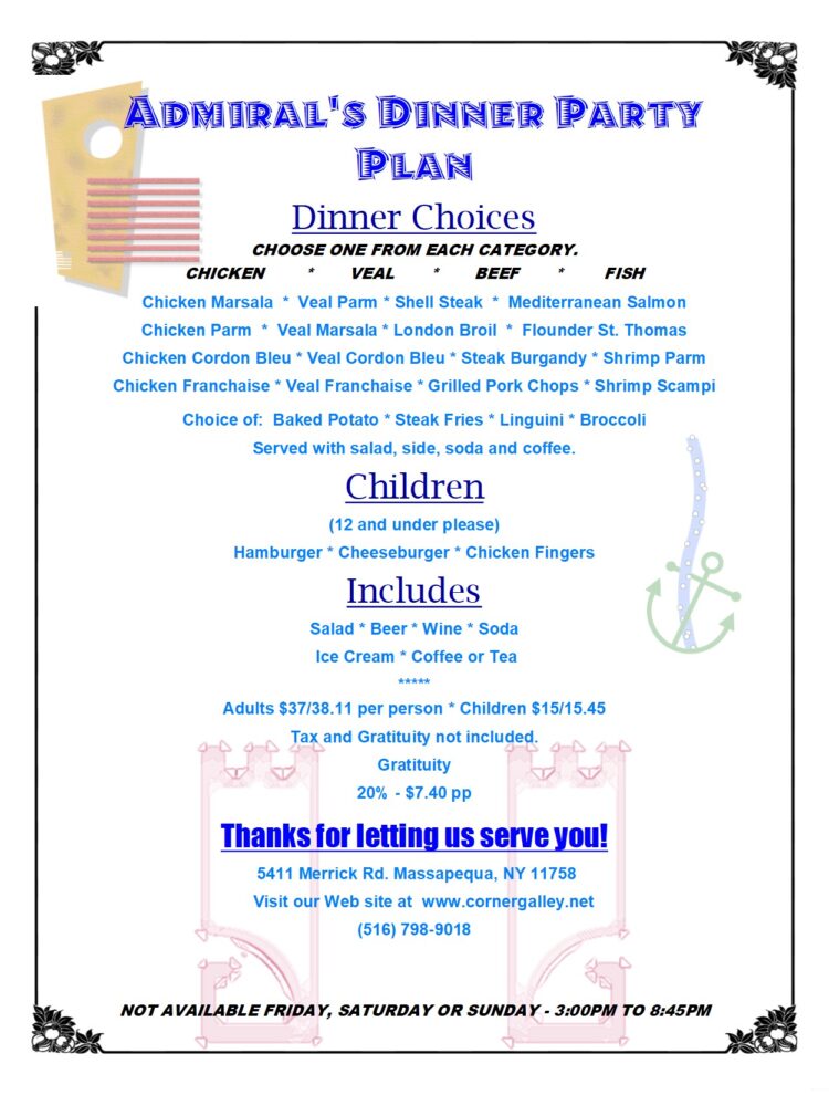 Admiral's Dinner Party Plan