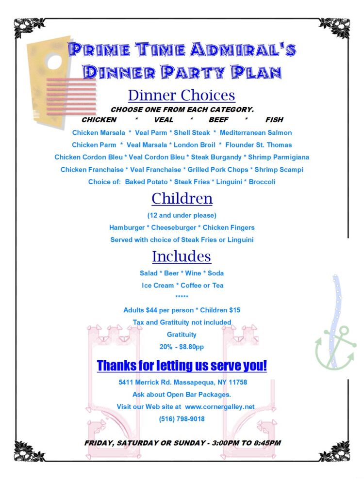 Admiral's Dinner Party Plan Prime Time