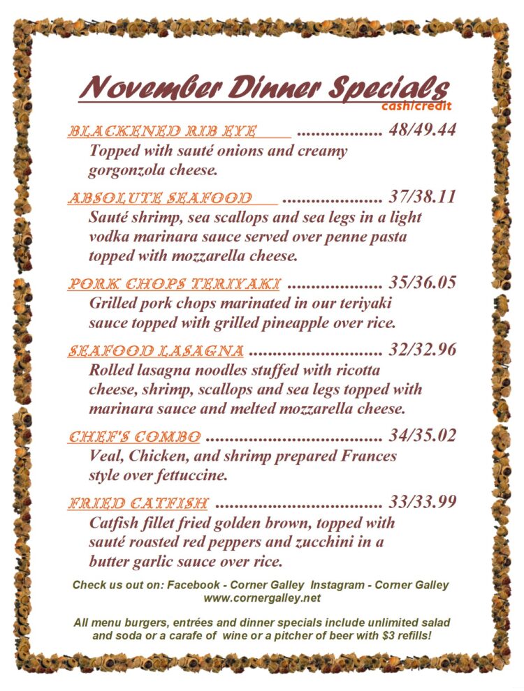 November dinner specials